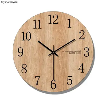 UGO Арабски цифри дизайн кръгла дървена цифрова стена часовник мода безшумен хол стена декор дома декорация часовник стена подарък