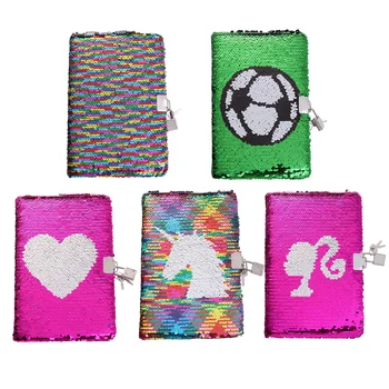 Notebook Journal Lock Diary Sequin Girls Boys Kids Football Gifts Journals Notepad Soccer Key Planner Girl Notebooks Daily