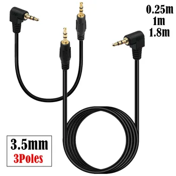 1pc 6FT AUX кабел жак 3.5mm прав ъгъл L мъжки към мъжки 90 градуса кабел 0.25m 1m 1.8m