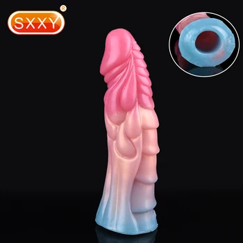 SXXY Фентъзи реалистичен ръкав на пениса с везни текстура течен силиконов мек пенис разширяване продукт за мъже забавяне на еякулацията