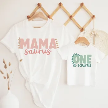 Dinosaur Family Matching Outfits Мама Татко Детска тениска Семейни дрехи Летни ризи с къс ръкав Family Look Travel Gift