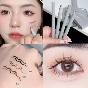 Ultra-thin 2 Fork Tip Liquid Eyeliner Lower Eyelash Pen lasting Quick Dry Smooth Eye Liner Eyebrow Tattoo Pencil Makeup Cosmetic