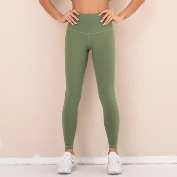 Бързосъхнеща йога къса голота шлифован фитнес облекло разтеглив стегнат спортни панталони нов плътен цвят спортно облекло за жени фитнес