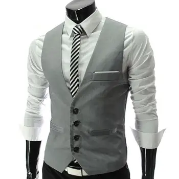 Лека мода мъжки костюм бизнес жилетка мека текстура костюм жилетка v-образно деколте за бала