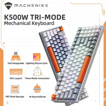 Machenike K500W безжична механична клавиатура Hot Swap Tri-mode 94 клавиша RGB подсветка гейминг клавиатура за PC геймър лаптоп