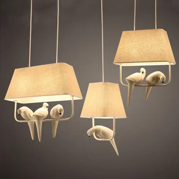 Simple Япония стил полилей творчески птица висулка светлини висящи лампи за таван светлина проучване трапезария Birdcage дома декор