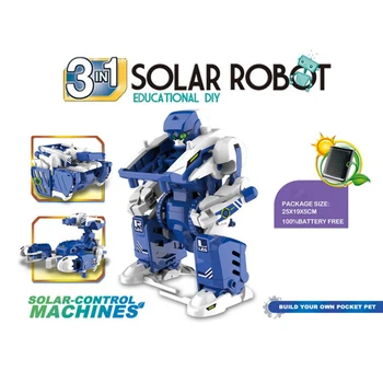 Комплект роботи 3 в 1Образователен DIY монтаж Създаване на играчки Наука Слънчеви захранвани STEM строителни комплекти за деца подарък YK25