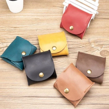 6 Цвят преносим естествена кожа монета чантата реколта дизайн жени мъже мини портфейл