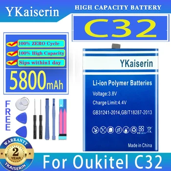YKaiserin 5800mAh Резервна батерия C32 (S6509) За батерии за мобилни телефони Oukitel C32