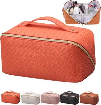 Голям капацитет пътуване козметична чанта-Pu кожа пътуване грим чанта с отделения, водоустойчив дял съхранение козметични чанти