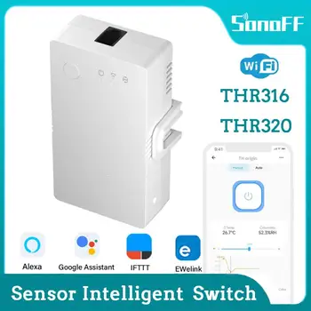 Sonoff Th16 Сензор за температура на влажността Интелигентен превключвател THR320 с Esp32 Глас за защита от претоварване на чипа чрез Ewelink Alexa