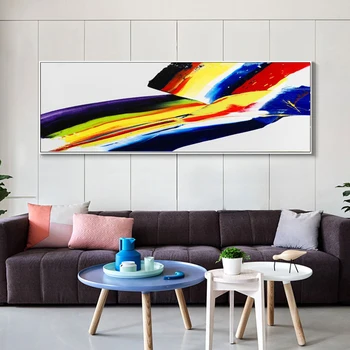 Модерно абстрактно изкуство маслена живопис върху платно плакати и отпечатъци Стенно изкуство абстрактно цветна лента картина за хол домашен декор