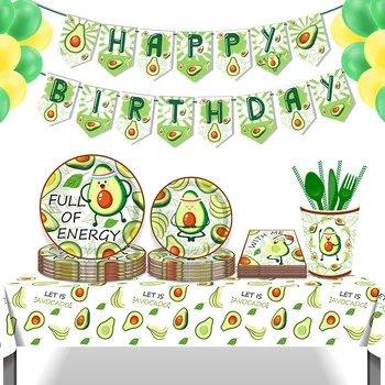 Лято Тропически плодове енергия Авокадо рожден ден парти за еднократна употреба прибори за хранене комплекти плоча висящи банер бебе душ парти декорации