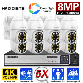 8MP PTZ Wifi CCTV камера система цвят нощ WIFI IP камера за сигурност 8CH P2P POE NVR комплект за видеонаблюдение Human Auto Track