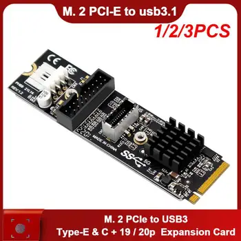 1/2/3PCS RYRA M.2 MKEY PCI-E към предната USB 3.1 5Gb USB C Pci TYPE-C + 19/20 PIN разширителна карта M.I E Към USB3 Multi-system