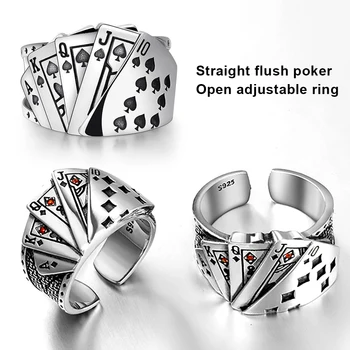 стилен пръстени за карти за игра изящни ръчни украшения жени мъже отворени пръсти пръстен моден аксесоар фестивал подарък