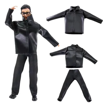  Кожено палто и панталони на Ken Doll за 30 см момче кукла дрехи комплект яке панталони екипировки за 29 см женски кукла гадже играчка